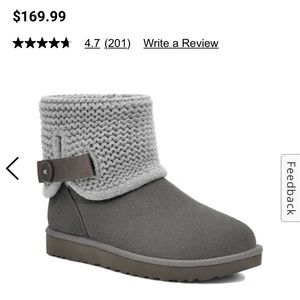 UGG Shaina gray sweater cuff boots size 5(6)